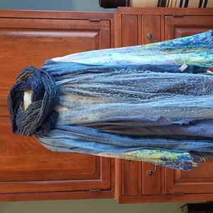 5 Blue Gray Scarves Scarf Wraps Infinity LOT